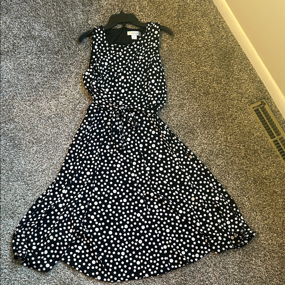 Christopher & Banks Polka Dot Sleeveless Midi Dress